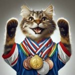 Gato con medallas