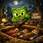 Duolingo burying dead bodies from his gunshots for lost streaks