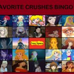 favorite crushes bingo | image tagged in favorite crushes bingo,bingos,anime,video games,animated movies,the little mermaid | made w/ Imgflip meme maker