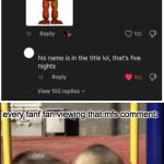imbecile | every fanf fan viewing that mfs comment: | image tagged in swing swong you are wrong,fnaf,five nights at freddys,freddy fazbear,comments | made w/ Imgflip meme maker