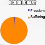 Pie Chart Meme | SCHOOL CHART; Freedom; Suffering | image tagged in pie chart meme | made w/ Imgflip meme maker