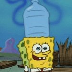Bob esponja con un garrafón en la cabeza