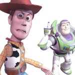 Buzz Lightyear gives Woody The Middle Finger