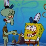 SpongeBob shaking hands