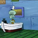 SpongeBob goes though wall meme