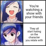 Do they... hate me too? | You're watching a show with your friends; They all start hating on the character you relate with | image tagged in distressed fumino 2 panel,relatable,sad,shows,characters,confusion | made w/ Imgflip meme maker