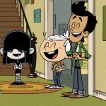 Lincoln, Lucy, and Bobby laughing