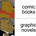 trust me bro they're totally different | comic books; graphic novels | image tagged in memes,tuxedo winnie the pooh,comic book,comics,comic,graphic novel | made w/ Imgflip meme maker