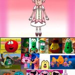 Toon Friends laughing at madoka Doug | image tagged in toon friends laughing at what,deviantart,crossover,puella magi madoka magica,veggietales,nickelodeon | made w/ Imgflip meme maker