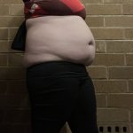 Woman with huge fat belly
