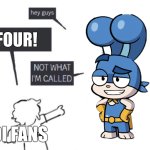 BFDI Fans thought Stumpy was “Four” | FOUR! BFDI FANS | image tagged in hey guys - not what i'm called,bunny,bfdi,animals,animation,superheroes | made w/ Imgflip meme maker