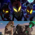 Blitzo and his friends is Scared At Bridget and Nigel | image tagged in who is scared at bridget and nigel,deviantart,crossover,disney,hazbin hotel,helluva boss | made w/ Imgflip meme maker