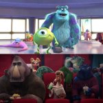 Will and the Vineland Thorns watching Monsters Inc (2001) | image tagged in monsters inc,disney,pixar,sony pictures animation,goat movie,memes | made w/ Imgflip meme maker