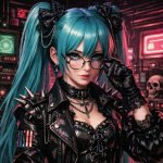 Hatsune Miku pushing up glasses