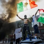 Mexico flag protestor