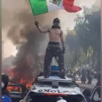 Mexico flag Protestor