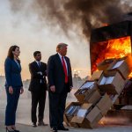 Donald Trump burning the Epstein Files meme
