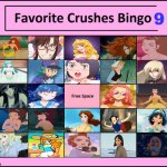 favorite crushes bingo 9 | 9 | image tagged in crushes bingo 9,favorite crushes bingo,bingos,anime,nintendo,disney princesses | made w/ Imgflip meme maker