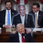 Donald Trump and Jeffrey Epstein present the State of the Union meme