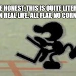 All Flat, No Corners | TO BE HONEST, THIS IS QUITE LITERALLY ME IN REAL LIFE. ALL FLAT, NO CORNERS. | image tagged in mr game watch's bucket | made w/ Imgflip meme maker