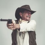 Cowboy hesitating to shoot