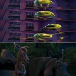 Duke and Eze laugh at Mike eating the microphone | image tagged in duke and eze laugh at what,deviantart,crossover,disney,pixar,monsters inc | made w/ Imgflip meme maker