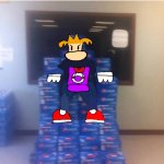 Rayman sitting in a Pepsi chair