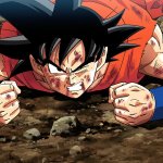 Goku injured looking up