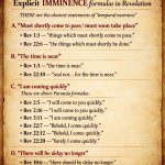 1. Explicit IMMINENCE formulas in Revelation  THESE are the clea
