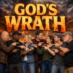 everyone pointing at each other but all standing in front of a b