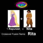 Crossover Fusion - Rapunzel and Nita (Mandy Moore) | Nita; Rapunzel; Rita | image tagged in crossover fusion - 2 characters template,mandy moore,tangled,brother bear,brother bear 2,same voice | made w/ Imgflip meme maker