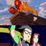 Robin (Teen Titans) Cheers At The Lion King (1994) Happy Ending | image tagged in robin teen titans cheers at what happy ending,deviantart,memes,disney,the lion king,teen titans | made w/ Imgflip meme maker