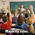 Meme Idea 3: Class Vote  ? Picture: Students raising hands to vo