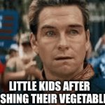 veggies | LITTLE KIDS AFTER FINISHING THEIR VEGETABLES: | image tagged in gifs,memes,funny,little kids,vegetables,eating | made w/ Imgflip video-to-gif maker