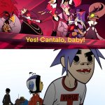 Vassago encourages Clint Eastwood | image tagged in vassago encourages what song,helluva boss,gorillaz,deviantart | made w/ Imgflip meme maker