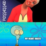 This Sims 4's Emotion Image has SCARED ME | *MY HEART RACES* | image tagged in scared squidward,sims 4,sims,creepy,cursed image,spongebob squarepants | made w/ Imgflip meme maker