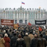People peacefully marching toward the Winter Palace in russia