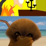 Alex facepalms at Matthew's clothes on fire | image tagged in alex facepalms at who,deviantart,crossover,madagascar,universal studios,dreamworks | made w/ Imgflip meme maker