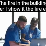 Out that way please | The fire in the building after I show it the fire exit: | image tagged in gifs,funny,meme,memes,funny meme,funny memes | made w/ Imgflip video-to-gif maker