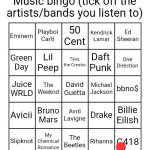 Music bingo | image tagged in music bingo | made w/ Imgflip meme maker