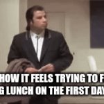 Image Title | POV: HOW IT FEELS TRYING TO FIND A SEAT DURING LUNCH ON THE FIRST DAY OF SCHOOL | image tagged in gifs,gif | made w/ Imgflip video-to-gif maker