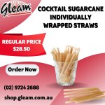 COCKTAIL SUGARCANE INDIVIDUALLY WRAPPED STRAWS