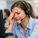 customer service employee crying
