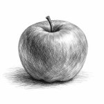 apple with shading in black and white