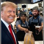 Trump with fast food workers