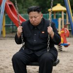 Kim jong un sad on a playground swing meme