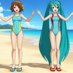 Haruhi Suzumiya and Hatsune Miku loves the beach!!