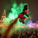 Mickey Mouse spraying shit