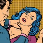 man choking woman