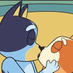 Bingo and Bluey Kissing GIF Template
